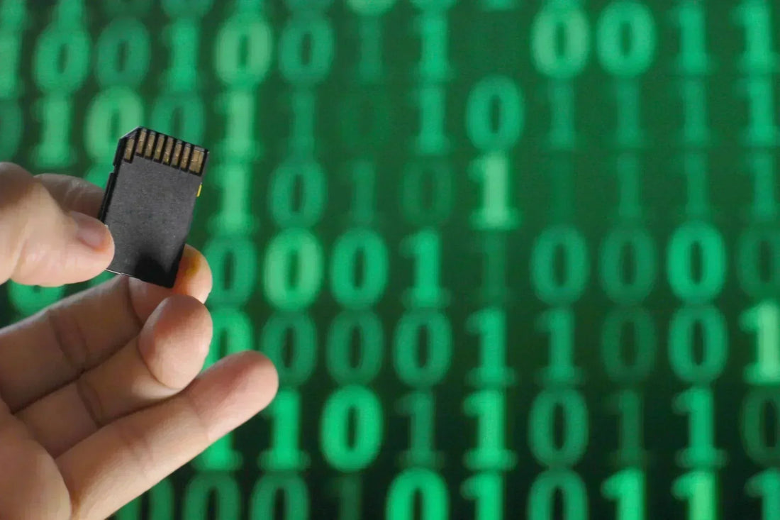 MicroSD card storing dash cam loop recording footage in segments