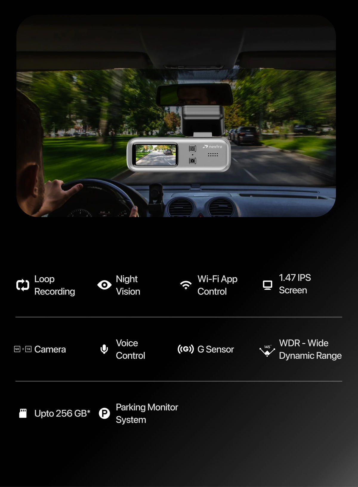 Nextro Dashcam X300 - SoloView, including Hardware kit