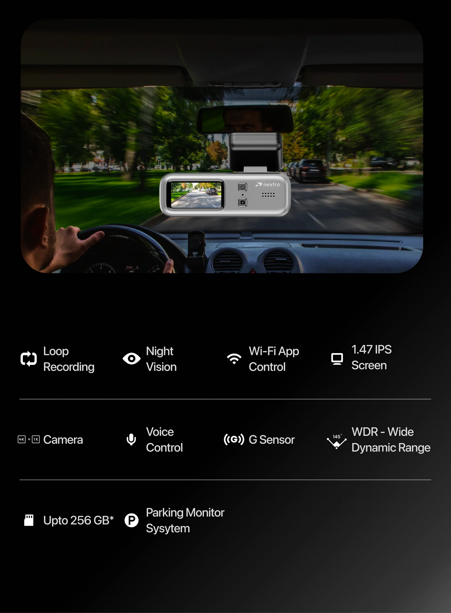 Nextro Dashcam X600 - DualVision, including Hardware kit