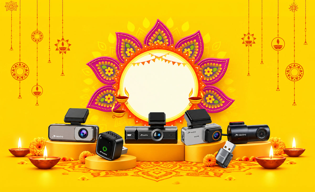 Nextro dashcams and CarPlay adaptors on a festive Diwali display